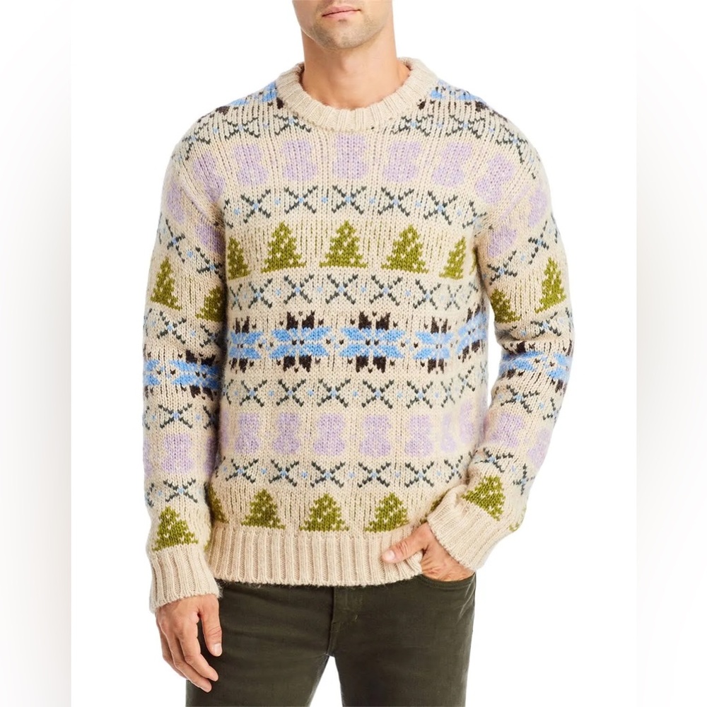 NN07 Stein Wool-Alpaca Blend Crewneck Sweater in Ecru Multi, Size XL, NWT